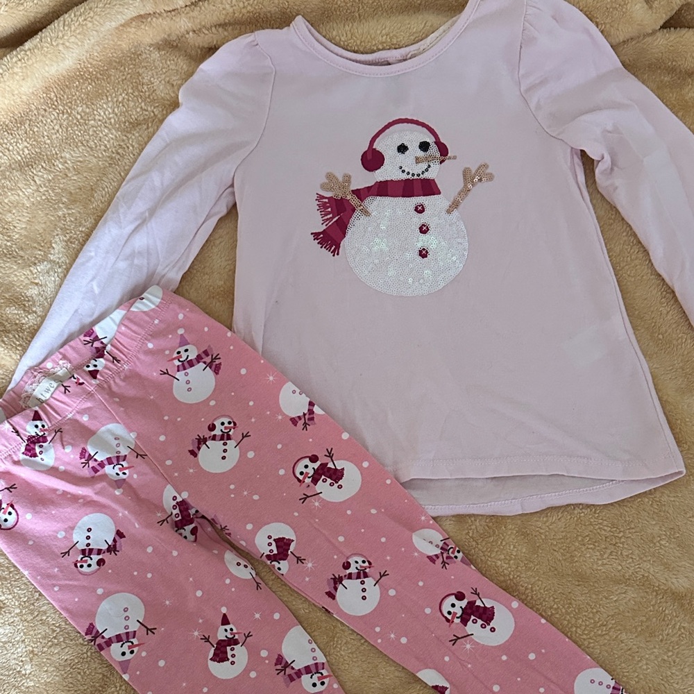 btween Light Pink Snowman Pajama Set
